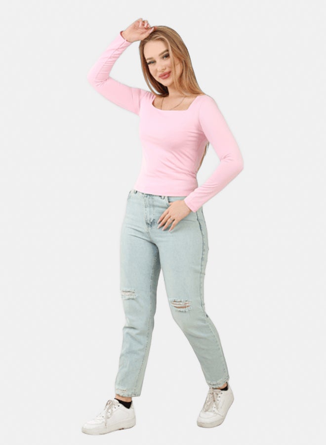 LAVEX Women Square Neck Long Sleeve Top - Image 1