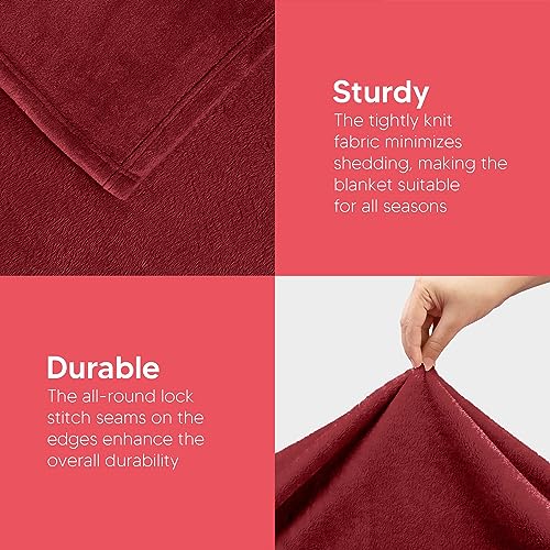 Utopia Bedding Fleece Blanket King Size Burgundy 300GSM Luxury Anti-Static Fuzzy Soft Microfiber Bed Blanket (90x102 Inch) - Image 5