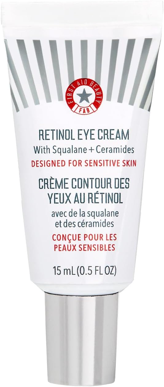 First Aid Beauty Retinol Eye Cream with Squalane Ceramides Encapsulated Retinol Serum for Delicate Skin Helps Improve Appearance of Fine Lines and Wrinkles Safe for Sensitive Skin 15 mL