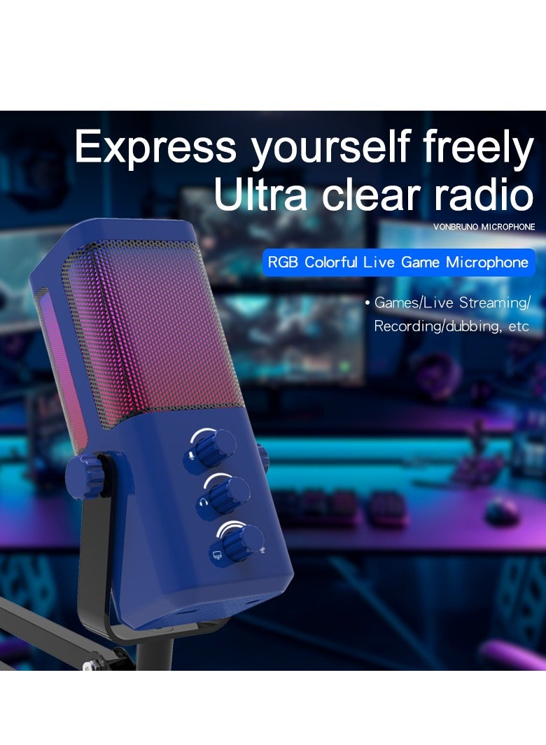 YU'S M7-35 Dynamic Vlogging Microphone for Gaming Streaming - RGB Light - USB - Mute Button, Headphone Jack, Desktop Stand Audio for Singing Youtube Unidirectional - Image 2