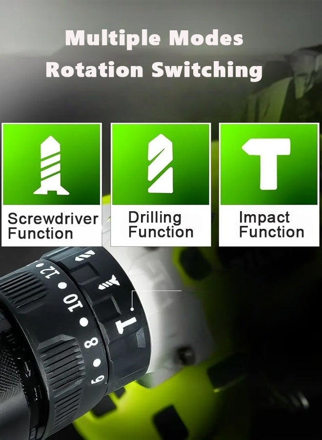 Bolivia's Drill,48V Cordless Drill, Two Li-Ion Batteries and Fast Charger, 3/8" Drill Kit Tools Set,LED Work Light, Variable Speed ​​Drill, 24 Accessories +Power Tools box - Image 4