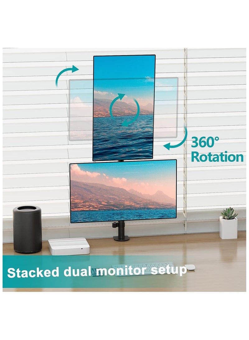 NEWSTAR Vertical Dual Monitor Stand for 2 Screens 13–32 inch, Heavy Duty Stacked Monitor Mount with Swivel, Tilt & Height Adjustment, VESA 75x75/100x100, Holds up to 8KG per Arm - Image 4