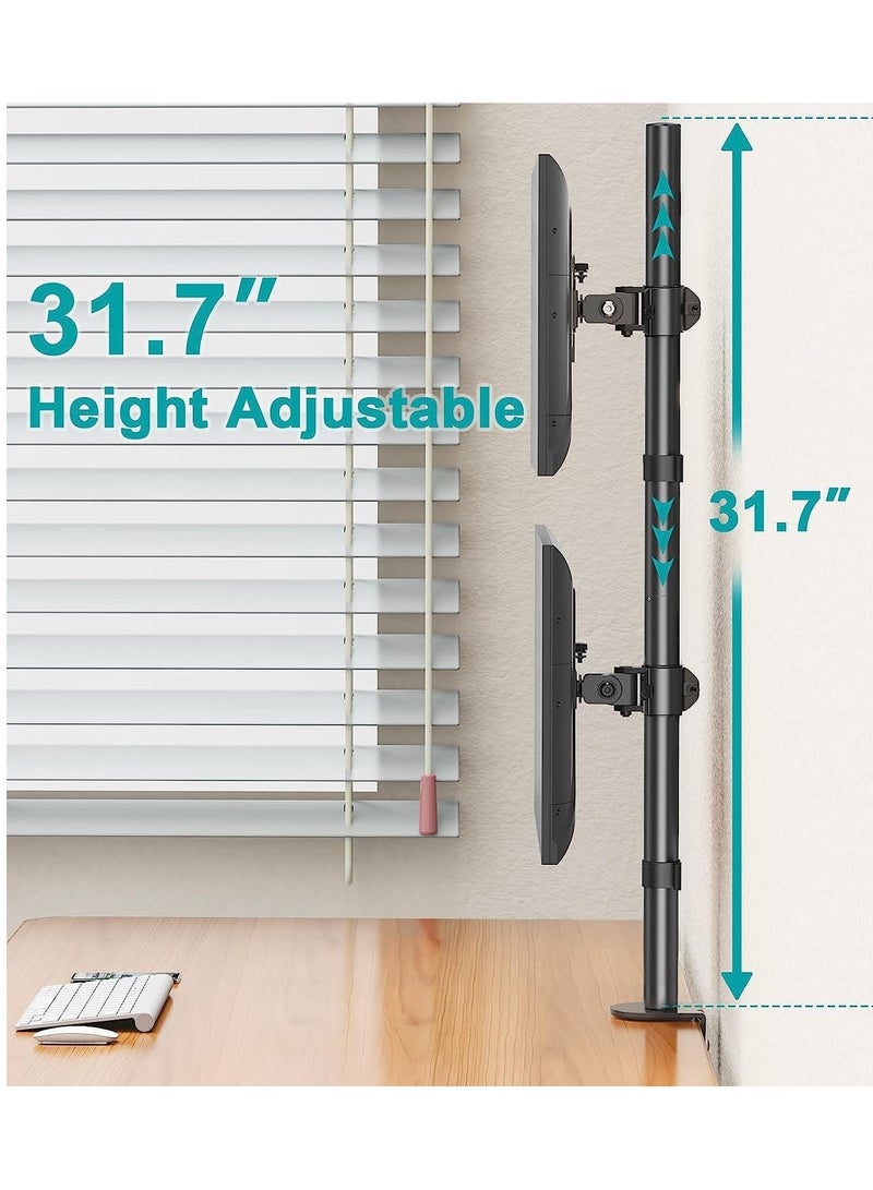 NEWSTAR Vertical Dual Monitor Stand for 2 Screens 13–32 inch, Heavy Duty Stacked Monitor Mount with Swivel, Tilt & Height Adjustment, VESA 75x75/100x100, Holds up to 8KG per Arm - Image 3