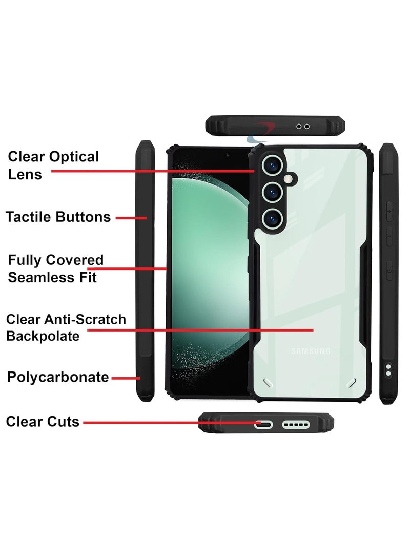 Samsung Galaxy S25 FE 5G Clear Case Hard PC Back Cover with Shockproof TPU Black Border 360 Degree Impact Resistant non-Yellowing Transparent Cover For Samsung Galaxy S25 FE - Image 4
