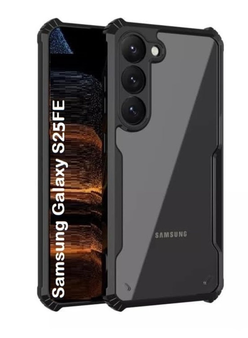 Samsung Galaxy S25 FE 5G Clear Case Hard PC Back Cover with Shockproof TPU Black Border 360 Degree Impact Resistant non-Yellowing Transparent Cover For Samsung Galaxy S25 FE - Image 1
