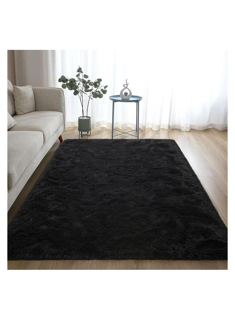 COMFY SOFT & FLUFFY ANTI SKID BEDROOM/LIVING ROOM CARPET 160 X 210 CM BLACK -1 - Image 3