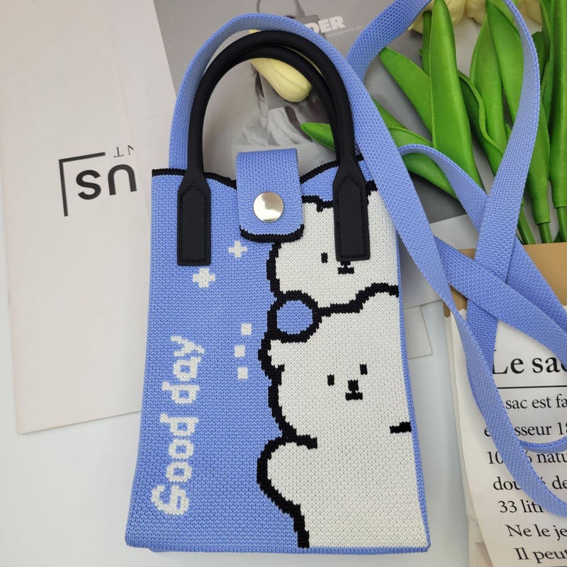 2025 Korean Version Portable Shoulder Crossbody Knitted Phone Bag For Women, Versatile And Convenient Small Storage Bag, Simple And Portable - Image 1