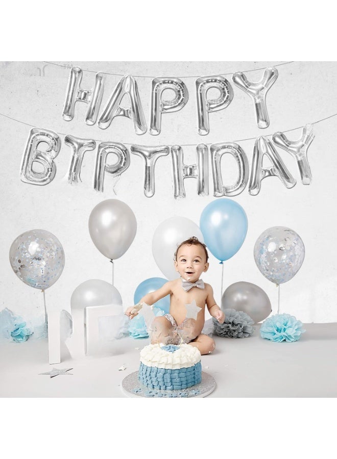 بالونات لافتة عيد ميلاد سعيد باللون الفضي – بقياس 16 إنش | بالونات لافتة عيد ميلاد سعيد لتزيين حفلات عيد الميلاد | زينة حفلات عيد الميلاد | لافتة عيد ميلاد سعيد لتزيين أعياد الميلاد - Image 2