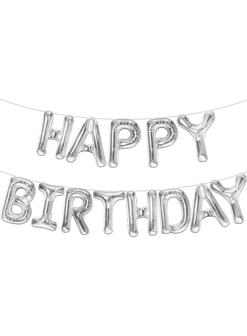 بالونات لافتة عيد ميلاد سعيد باللون الفضي – بقياس 16 إنش | بالونات لافتة عيد ميلاد سعيد لتزيين حفلات عيد الميلاد | زينة حفلات عيد الميلاد | لافتة عيد ميلاد سعيد لتزيين أعياد الميلاد - Image 1