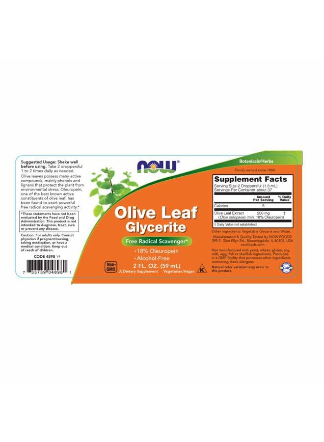 now Supplements, Olive Leaf Glycerite Liquid, 18% Oleuropein, Dropper Included, Free Radical Scavenger*, 2-Ounce - Image 2
