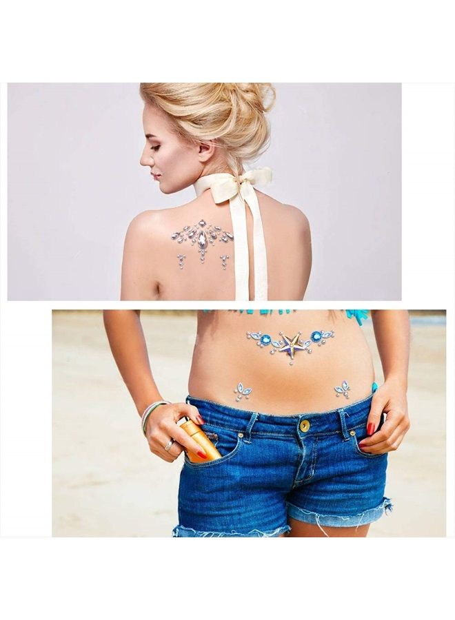 SIQUK 12 Sets Face Jewels Mermaid Face Gems Face Rhinestone Temporary Tattoos Crystal Tears Gems Stones for Race Carnival Festival Party - Image 5