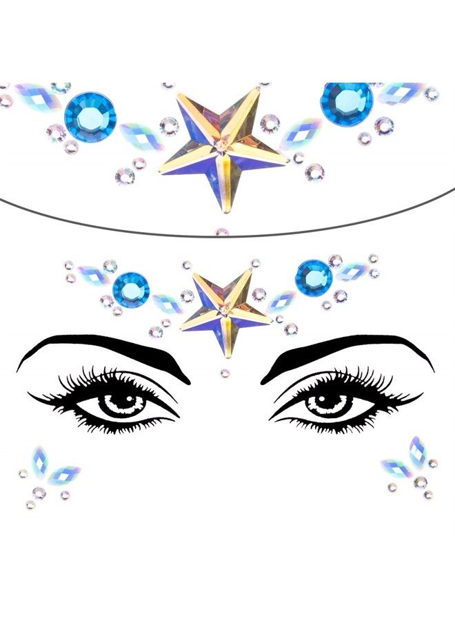 SIQUK 12 Sets Face Jewels Mermaid Face Gems Face Rhinestone Temporary Tattoos Crystal Tears Gems Stones for Race Carnival Festival Party - Image 2