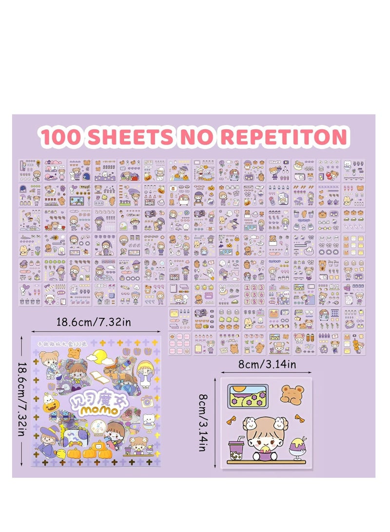 100  Cartoon Animal Stickers Set for Kids, Waterproof Vinyl Stickers for Water Bottles, Laptops, Scrapbooks, Aesthetic Journaling Gifts for Boys and Girls - Image 3