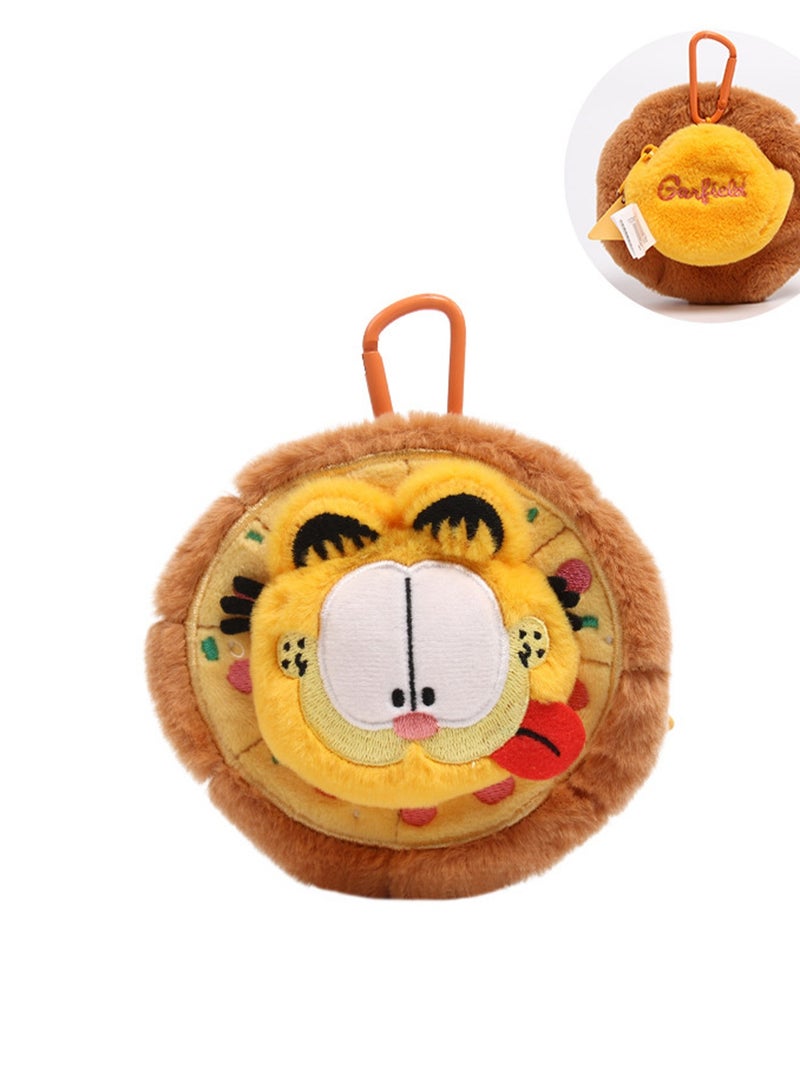 10cm Pizza Earphone Bag Pendant Orange Cat Family Keychain Plush Doll Backpack Accessories Bag Pendant Cartoon Bag Accessories Doll Gift - Image 1