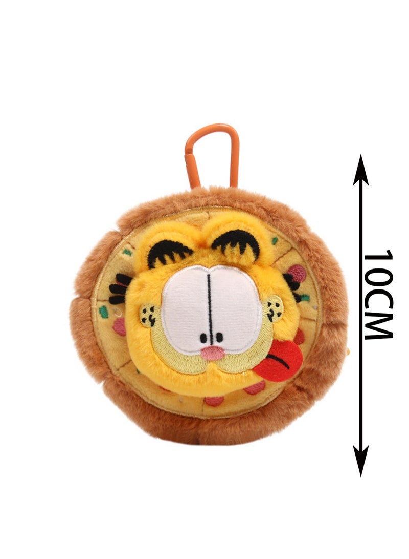 10cm Pizza Earphone Bag Pendant Orange Cat Family Keychain Plush Doll Backpack Accessories Bag Pendant Cartoon Bag Accessories Doll Gift - Image 2