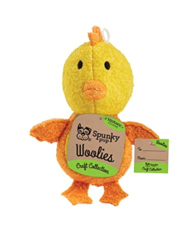 Spunky pup Woolies Dog Toy Squeaky Plush Toy Made with Double Stitched Wool Mini ChickenYellow2193 - Image 1