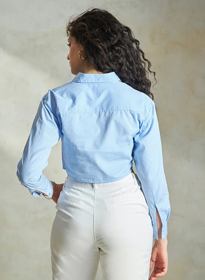 Virgio VIRGIO 100% Cotton  Crop Shirt With Ruching