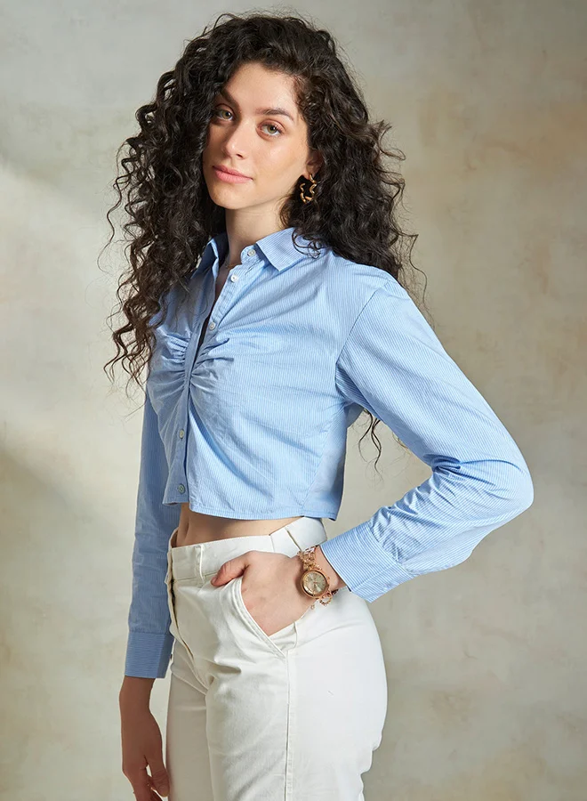 Virgio VIRGIO 100% Cotton  Crop Shirt With Ruching