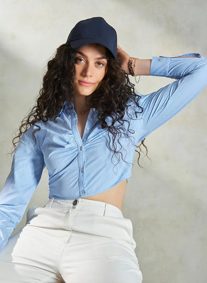 Virgio VIRGIO 100% Cotton  Crop Shirt With Ruching