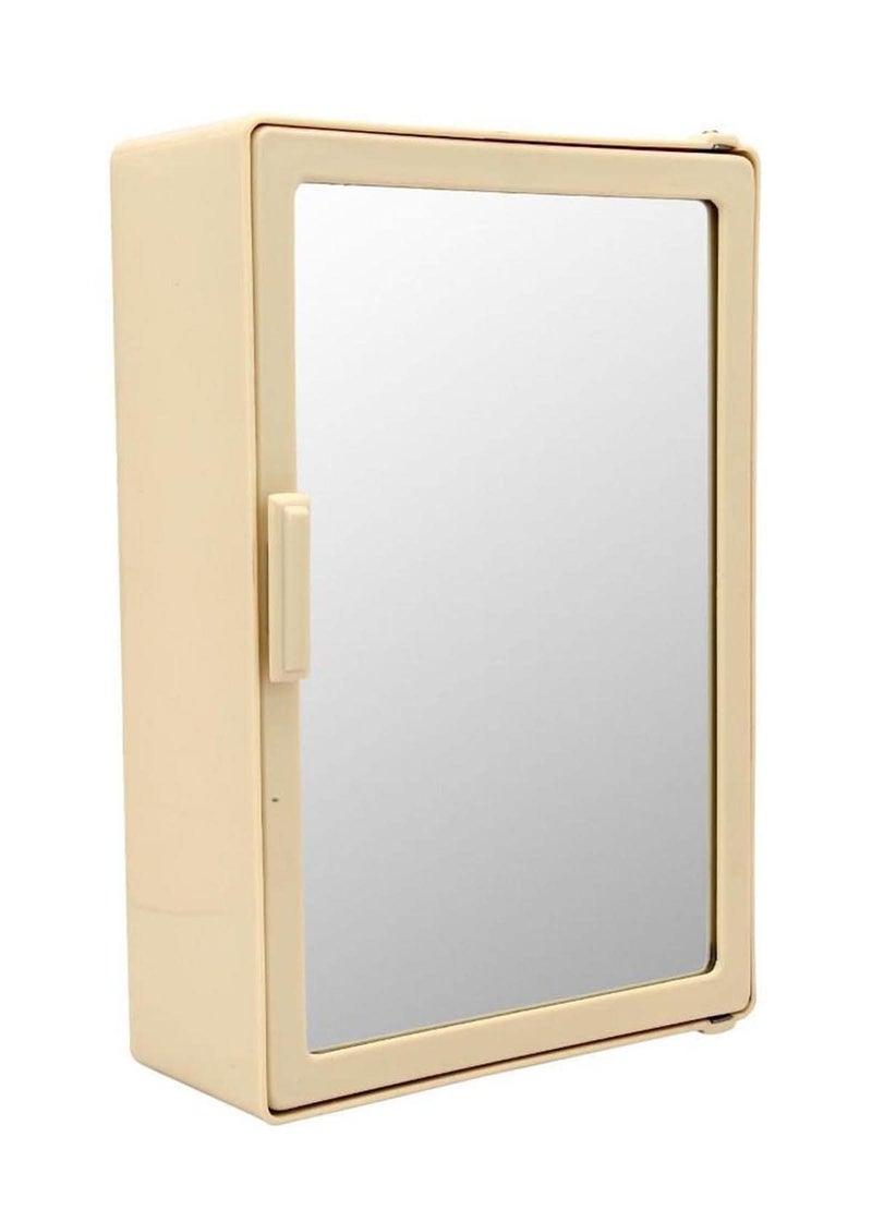 Zahab Style Single Door Plastic Storage Bathroom Cabinet with Mirror-Ivory (10x4x14 inch) - Image 3
