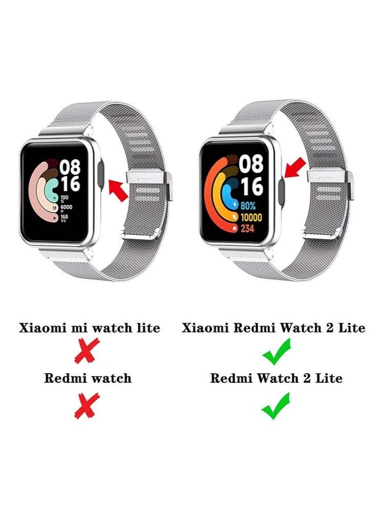 E-strap Strap for Xiaomi Mi Watch 2 Lite Bracelet, Stainless Steel Woven Mesh Watch Strap with Frame for Redmi Watch 2 Lite  - Image 3