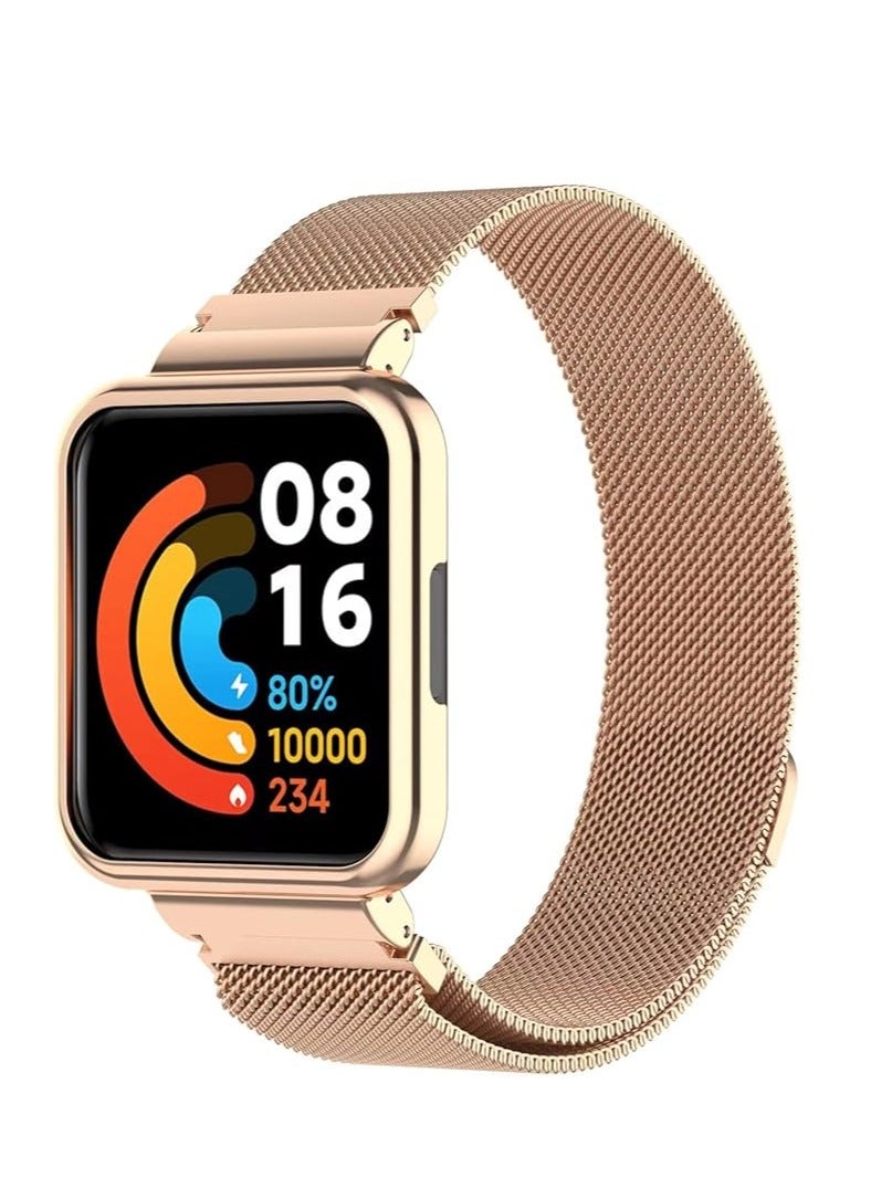 E-strap Strap for Xiaomi Mi Watch 2 Lite Bracelet, Stainless Steel Woven Mesh Watch Strap with Frame for Redmi Watch 2 Lite  - Image 1