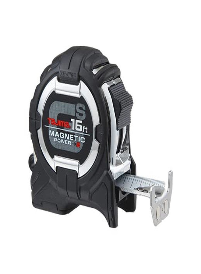 TAJIMA Tape Measure - 16ft x 1in GS-Lock Measuring Tape with Dual Magnetic Power & Compatible Clip - GS-SC16BW - Image 1