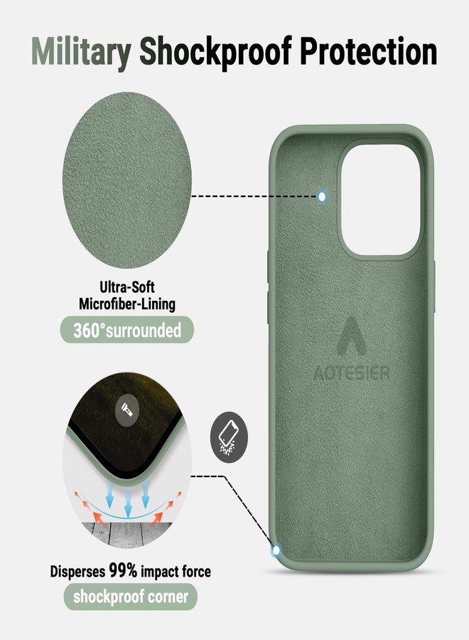 AOTESIER Magnetic for iPhone 13 Pro Max Phone Case, [Compatible with MagSafe][Military Shockproof Protection] Silicone Case with Soft Anti-Scratch Microfiber Lining, 6.7 inch, Calke Green - Image 5