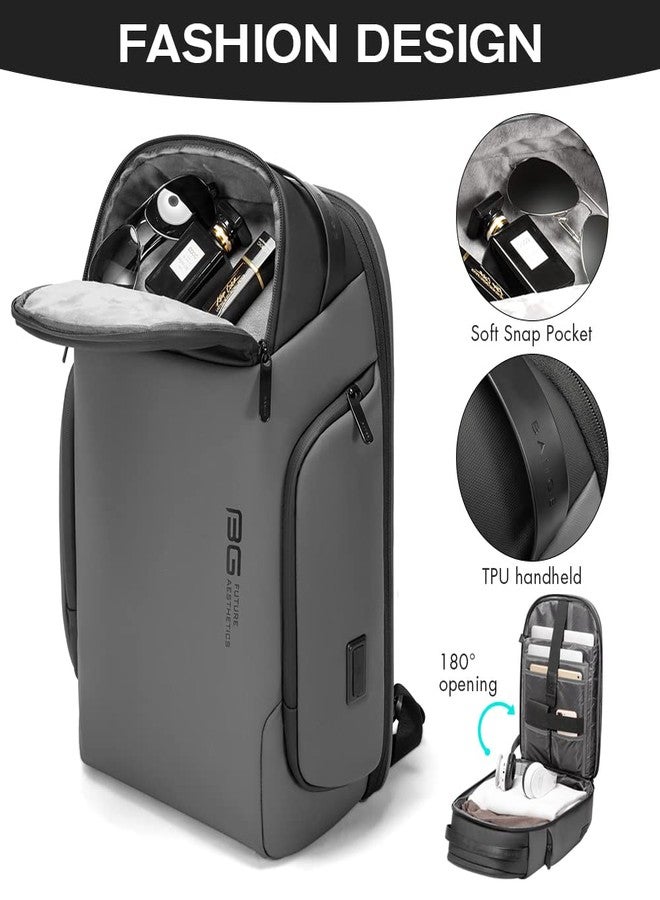 BANGE Smart Business Backpack with USB charging Port,Lightweight Work Backpack for Men and Women, Grey, Medium, Style - Image 4