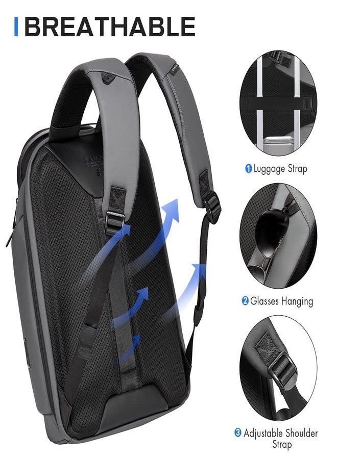 BANGE Smart Business Backpack with USB charging Port,Lightweight Work Backpack for Men and Women, Grey, Medium, Style - Image 5