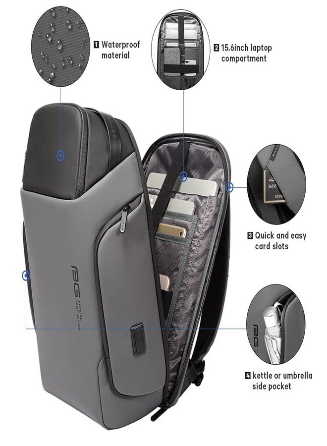 BANGE Smart Business Backpack with USB charging Port,Lightweight Work Backpack for Men and Women, Grey, Medium, Style - Image 2