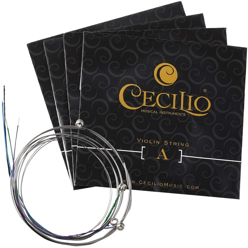 Cecilio Stainless Steel Violin Strings 4/4 Full Set with E, A, D, G Strings for Electric and Acoustic Violins - Reliable and Affordable Replacement for your Fiddle - Image 1