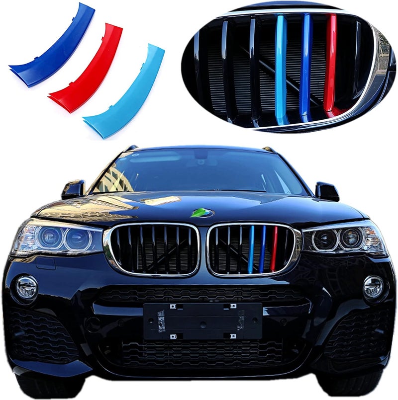 Goodream Tricolored Grille Insert Trims Compatible with F25 X3 2011-2017 or F26 X4 2014-2017 Accessories for w/Standard Kidney Grille (7 Beams) - Image 1