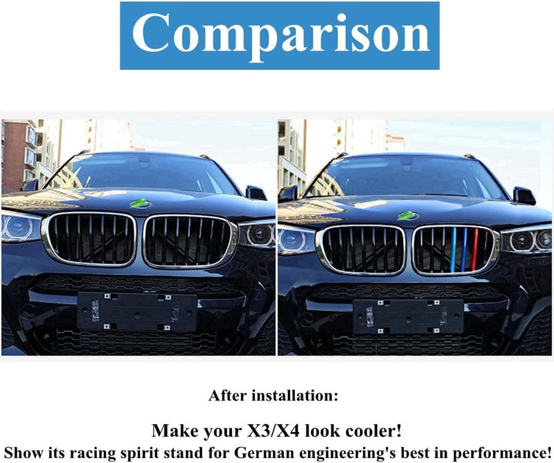 Goodream Tricolored Grille Insert Trims Compatible with F25 X3 2011-2017 or F26 X4 2014-2017 Accessories for w/Standard Kidney Grille (7 Beams) - Image 5