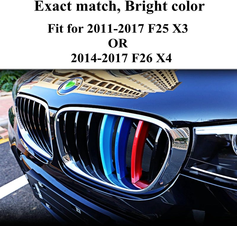 Goodream Tricolored Grille Insert Trims Compatible with F25 X3 2011-2017 or F26 X4 2014-2017 Accessories for w/Standard Kidney Grille (7 Beams) - Image 4