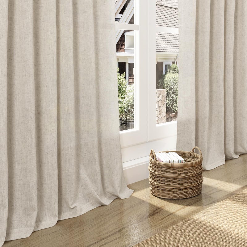 Nanspring Boho Linen Curtains 84 Inches Long for Living Room Light Filtering Semi Sheer Curtain Back Tab Eclectic Home Decor Modern Elegant Luxury Drapes for Bedroom Office 52x84,2 Panels - Image 5