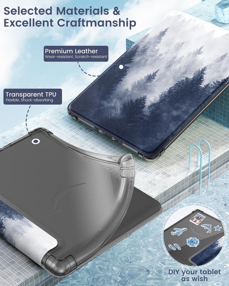 MoKo Case for 6" Kindle (11th Generation-2024/2022 Release), Ultra Clear Soft Flexible Transparent TPU Back Cover Light Shell with Auto Wake/Sleep for Kindle 11th Generation 2024, Gray Forest - Image 4