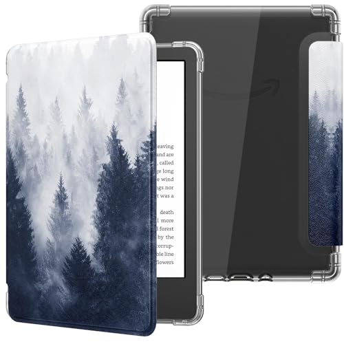 MoKo Case for 6" Kindle (11th Generation-2024/2022 Release), Ultra Clear Soft Flexible Transparent TPU Back Cover Light Shell with Auto Wake/Sleep for Kindle 11th Generation 2024, Gray Forest - Image 1