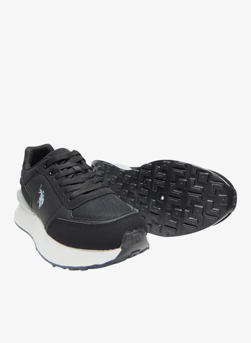 U.S. Polo Assn. Black Women's Black Low-Top Sneakers - Lightweight Shoes with White Sole, Comfortable Casual for Women | Best Price UAE