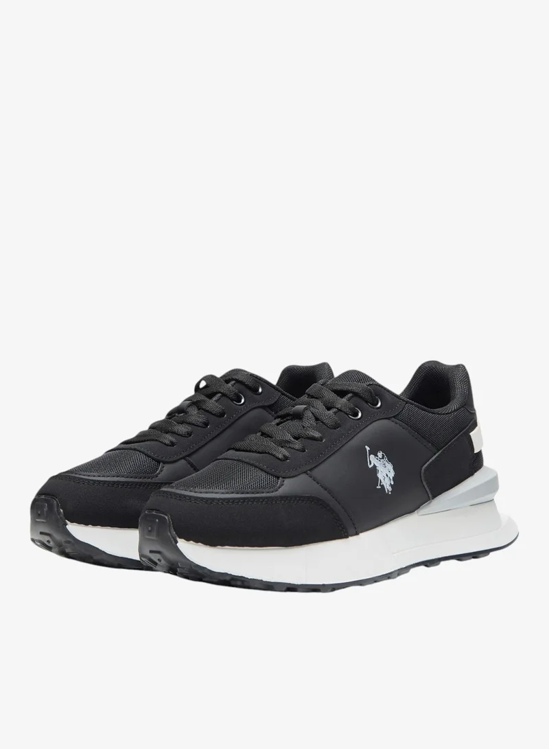 U.S. Polo Assn. Black Women's Black Low-Top Sneakers - Lightweight Shoes with White Sole, Comfortable Casual for Women | Best Price UAE