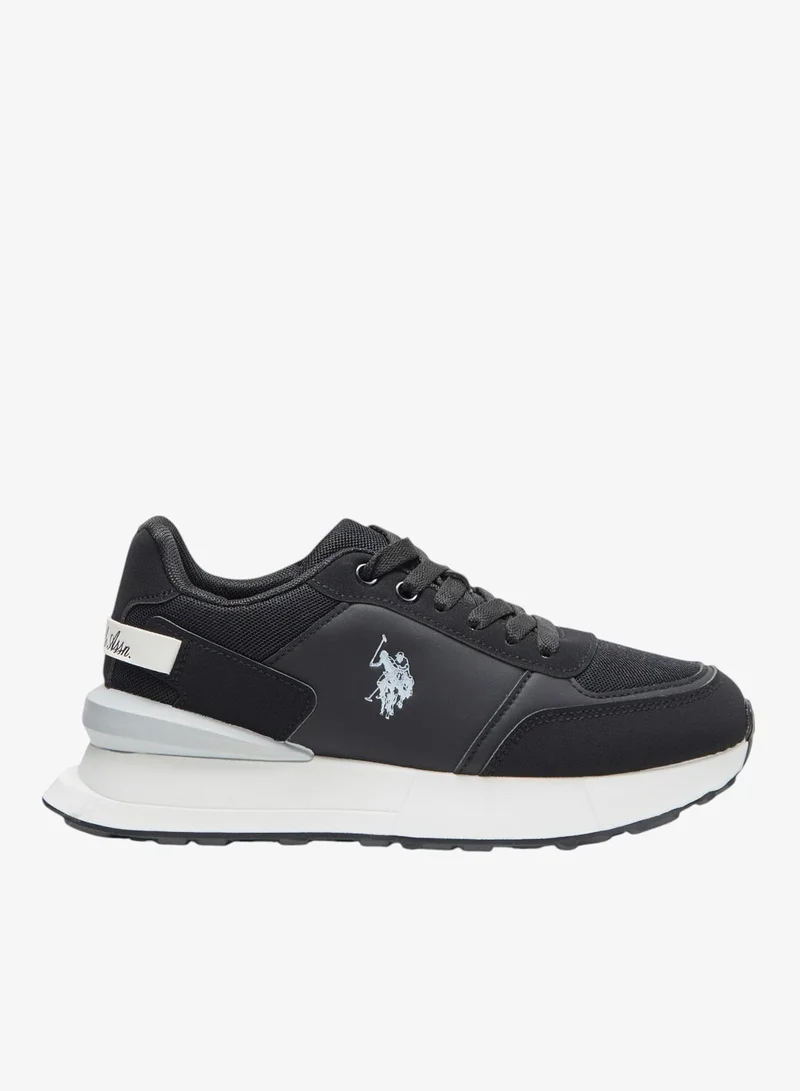 U.S. Polo Assn. Black Women's Black Low-Top Sneakers - Lightweight Shoes with White Sole, Comfortable Casual for Women | Best Price UAE