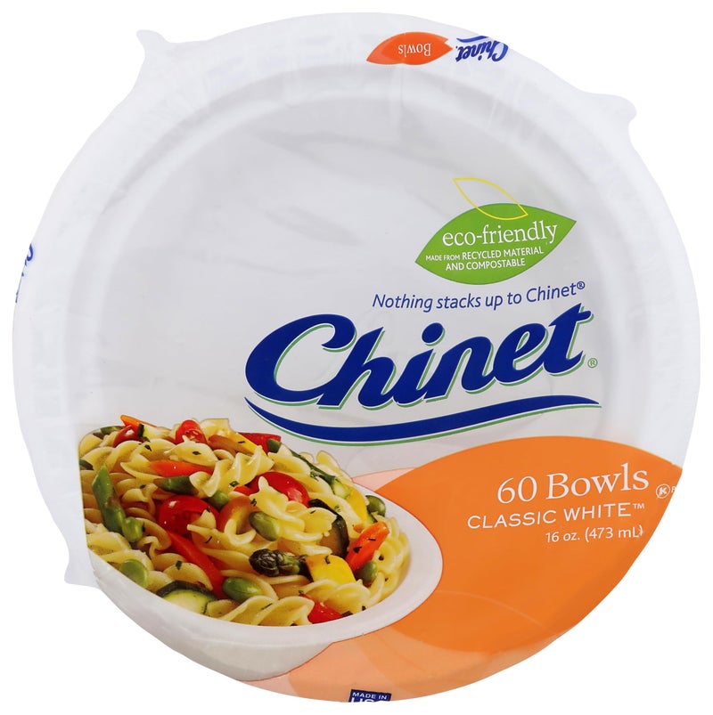 Chinet by DisDatNStuff Paper Classic White Bowls 16 oz 60ct - Image 4