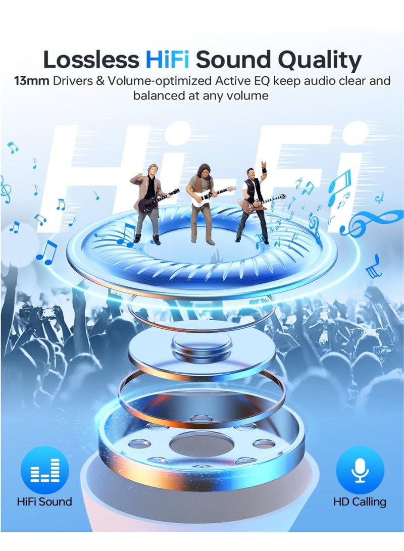 general Wireless Earbuds Bluetooth 5.3 Headphones, 40Hrs Playback Stereo Ear Buds with LED Display Charging Case IPX7 Waterproof in-Ear Earphones with Mic for Phone Tablet Laptop Sports, White - Image 3