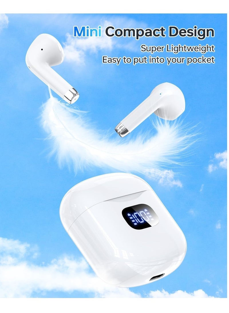 general Wireless Earbuds Bluetooth 5.3 Headphones, 40Hrs Playback Stereo Ear Buds with LED Display Charging Case IPX7 Waterproof in-Ear Earphones with Mic for Phone Tablet Laptop Sports, White - Image 5