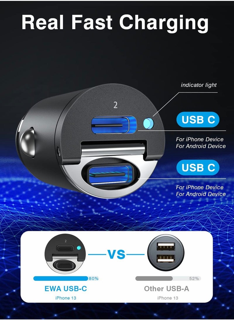 Y&D USB C Car Charger 30W, Smallest 4.8A Dual Port PD Phone Automobile Charger, Flush Fit Metal Adapter for iPhone 14/14 Pro/14 Pro Max/13 Pro/13 Max, Galaxy, iPad, MagSafe  - Image 2
