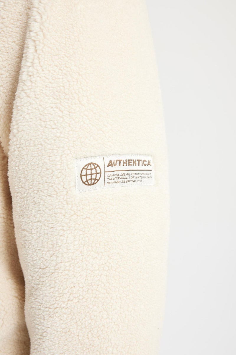 DeFacto Beige Boy Windproof Hooded Pocketed Puffer Jacket Casual - Image 3