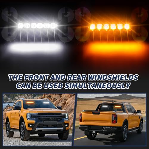 Tiannor 4X 6.1 inch Emergency Strobe Traffic Advisor Light Bar,24 LED Waterproof Flashing Safety Dash Front/Rear/Side Windshield/Grille Lights for Construction Vehicles Tow/Plow Trucks(Amber/White) - Image 2