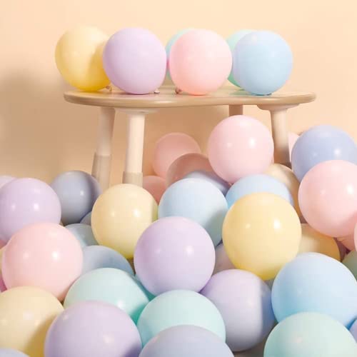 Flyloons 30pcs Pastel Balloons with Colors Pink, Mint(Green), Blue, Purple, Yellow, Orange Macron Pastel Balloons for Birthday Baby shower anniversary kids girls boys (Rubber) - Image 1