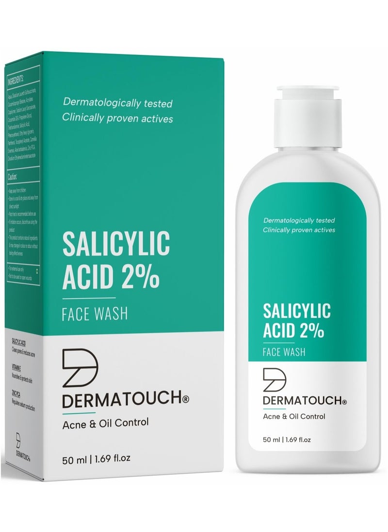 DERMATOUCH Salicylic Acid 2% Face Wash | For Acne & Oil Control | Suitable to All Skin Types | For both Men & Women | 50ML  - Image 1