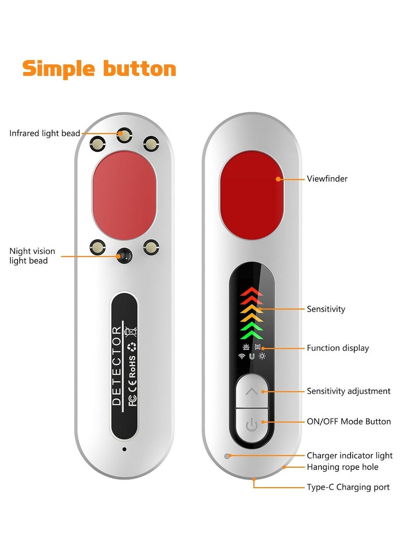 Vierex Hidden Camera Detector, Anti-Spy Camera Detector, Hidden Device GPS Detector, Bug Detector, RF Wireless Signal Scanner, Camera Detector for Hotels, Home, Office, 6 Levels Sensitivity 4 Modes, 34H Work  - Image 2